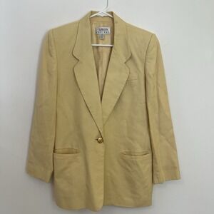 Talbots 6P Blazer Butter Yellow Linen Viscose Pockets Coastal Academic